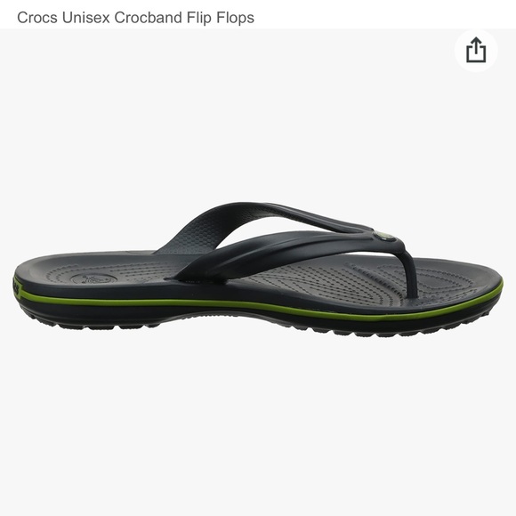 Crocs Crocband Flip Flops in Graphite/Volt Green - Picture 8 of 10